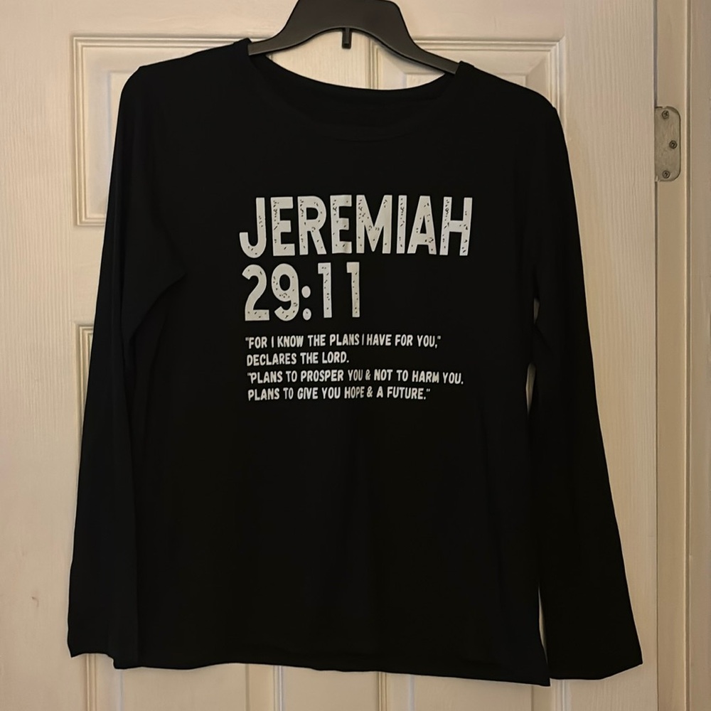 New Black OR Yellow Long Sleeve Shirt with Inspirational Print. Quality material